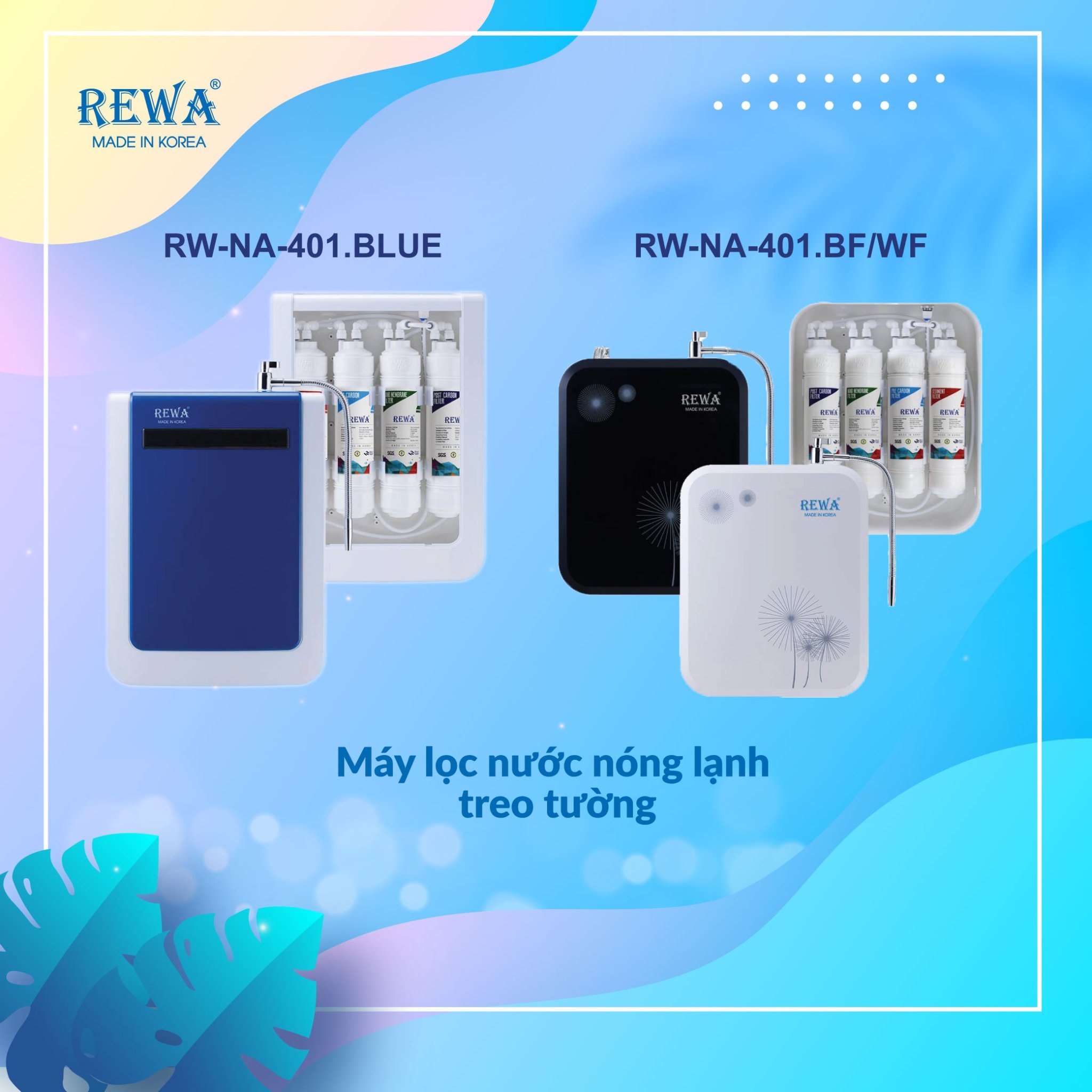 Máy lọc nước treo tường RW-NA-401 xanh (Blue)